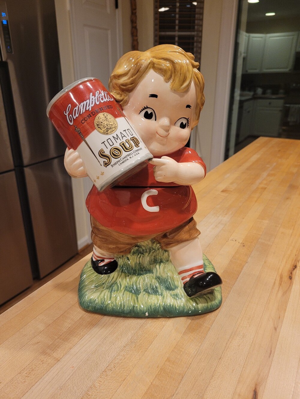 Vintage Campbell's Tomato Soup Boy Ceramic Cookie Jar Storage Canister
